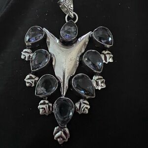 Elegant Silver and purple Pendant Necklace